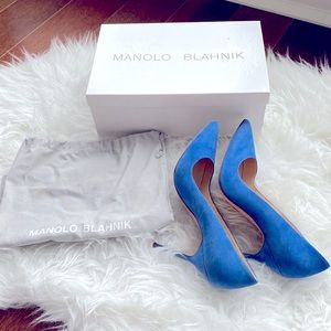 NEW Manila Blanhnik Blue Suede BB 105 Size 8/38